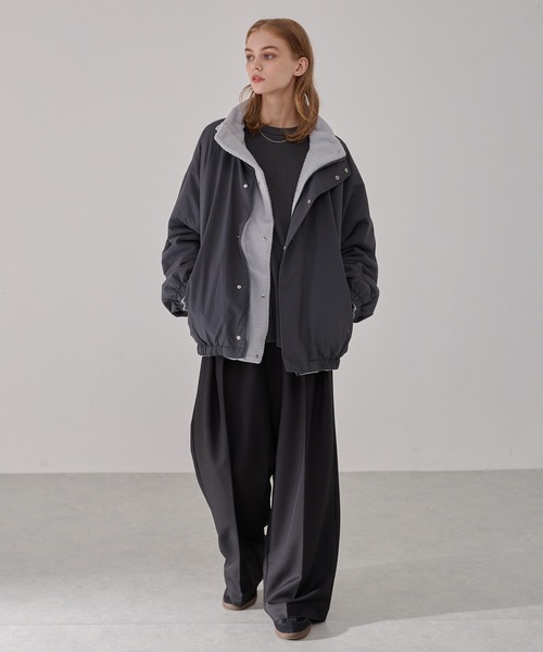 セール】リバーシブル ナイロン×フリース オーバートラックブルゾン