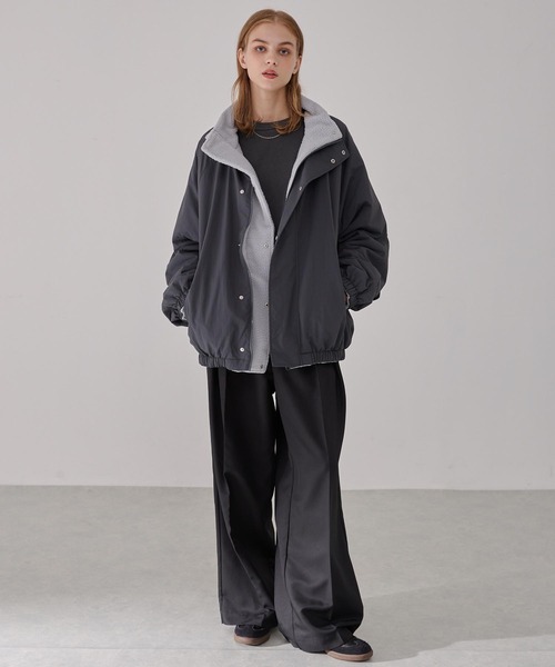 セール】リバーシブル ナイロン×フリース オーバートラックブルゾン