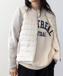 【洗濯可】ニットスリーブ中綿ジャケット