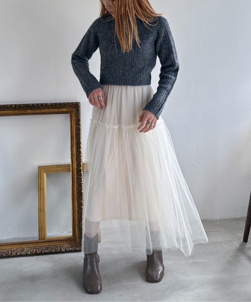 EPIMI E'PIMMY（エピミエピミー）の「チュールティアードスカート（スカート・レディース・アイボリー/ブラック/グレー・MEDIUM）」の8枚目の写真