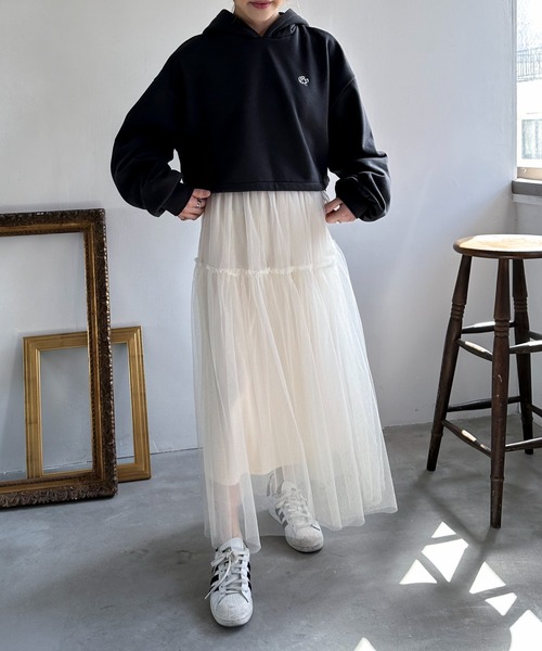 EPIMI E'PIMMY（エピミエピミー）の「チュールティアードスカート（スカート・レディース・アイボリー/ブラック/グレー・MEDIUM）」の5枚目の写真