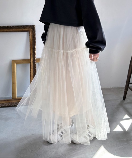 EPIMI E'PIMMY（エピミエピミー）の「チュールティアードスカート（スカート・レディース・アイボリー/ブラック/グレー・MEDIUM）」の6枚目の写真