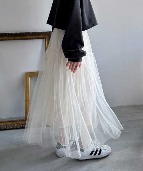 EPIMI E'PIMMY（エピミエピミー）の「チュールティアードスカート（スカート・レディース・アイボリー/ブラック/グレー・MEDIUM）」の20枚目の写真