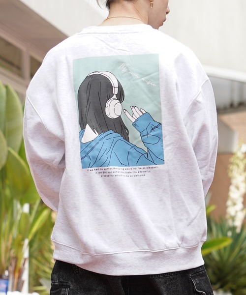 1111clothing（ワンフォークロージング）の「イラスト 裏起毛 スウェットシャツ / Illustration Brushed Lining Sweatshirt（スウェット・メンズ・ホワイト系1/ホワイト系2/ブラック/ミント・M/L）」の2枚目の写真