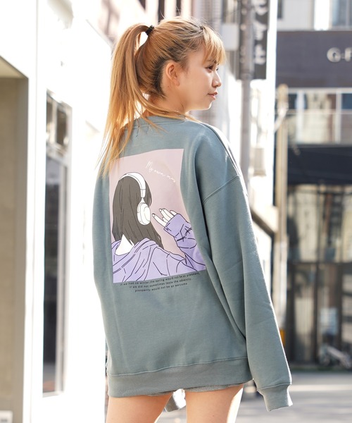 1111clothing（ワンフォークロージング）の「イラスト 裏起毛 スウェットシャツ / Illustration Brushed Lining Sweatshirt（スウェット・メンズ・ホワイト系1/ホワイト系2/ブラック/ミント・M/L）」の7枚目の写真