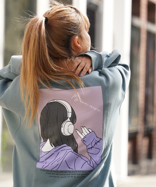 1111clothing（ワンフォークロージング）の「イラスト 裏起毛 スウェットシャツ / Illustration Brushed Lining Sweatshirt（スウェット・メンズ・ホワイト系1/ホワイト系2/ブラック/ミント・M/L）」の9枚目の写真