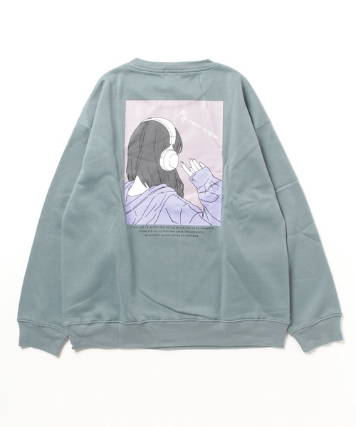 1111clothing（ワンフォークロージング）の「イラスト 裏起毛 スウェットシャツ / Illustration Brushed Lining Sweatshirt（スウェット・メンズ・ホワイト系1/ホワイト系2/ブラック/ミント・M/L）」の5枚目の写真