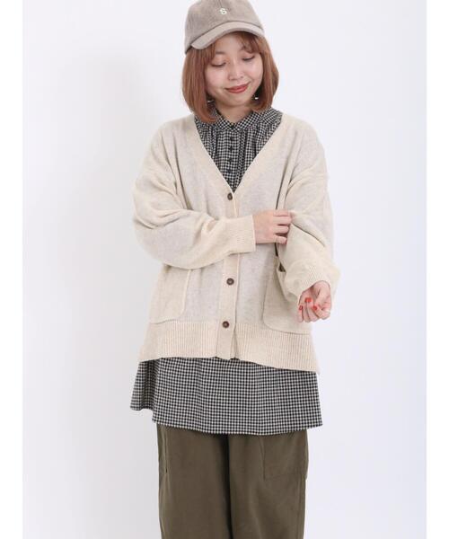 Samansa Mos2（サマンサ モスモス）の「ボタン並びギャザーチュニック（チュニック・レディース・グリーン/ブラック/イエロー/ベージュ・F）」の7枚目の写真