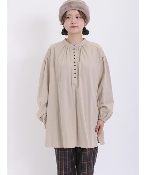 Samansa Mos2（サマンサ モスモス）の「ボタン並びギャザーチュニック（チュニック・レディース・グリーン/ブラック/イエロー/ベージュ・F）」の16枚目の写真