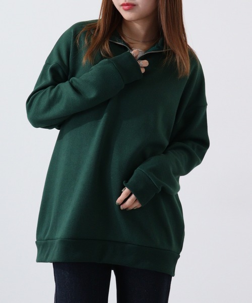 FUNALIVE(ファンアライブ)の「ミラノリブニットソーハーフZIP(Tシャツ/カットソー・メンズ・チャコール/ホワイト/ブラック/ダークグリーン/グレイッシュベージュ/ブラウン/ワイン/ライトグレー・L/M)」の7枚目の写真