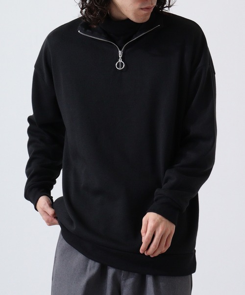 FUNALIVE(ファンアライブ)の「ミラノリブニットソーハーフZIP(Tシャツ/カットソー・メンズ・チャコール/ホワイト/ブラック/ダークグリーン/グレイッシュベージュ/ブラウン/ワイン/ライトグレー・L/M)」の9枚目の写真