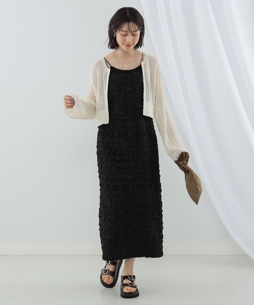 Ray BEAMS（レイビームス）の「Ray BEAMS / フロント ホック クルーネック カーディガン（カーディガン/ボレロ・レディース・ブラック/ミント/オフホワイト・ONE SIZE）」の6枚目の写真