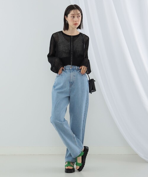 Ray BEAMS（レイビームス）の「Ray BEAMS / フロント ホック クルーネック カーディガン（カーディガン/ボレロ・レディース・ブラック/ミント/オフホワイト・ONE SIZE）」の14枚目の写真