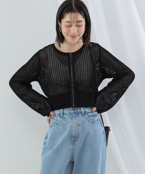 Ray BEAMS（レイビームス）の「Ray BEAMS / フロント ホック クルーネック カーディガン（カーディガン/ボレロ・レディース・ブラック/ミント/オフホワイト・ONE SIZE）」の17枚目の写真