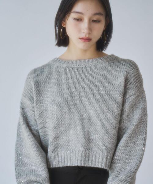 coen（コーエン）の「スパンコールクルーネックニット（ニット/セーター・レディース・ベージュ/ライトグレー/ネイビー・L/M）」の7枚目の写真