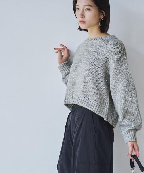 coen（コーエン）の「スパンコールクルーネックニット（ニット/セーター・レディース・ベージュ/ライトグレー/ネイビー・L/M）」の9枚目の写真