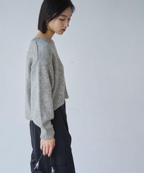 coen（コーエン）の「スパンコールクルーネックニット（ニット/セーター・レディース・ベージュ/ライトグレー/ネイビー・L/M）」の11枚目の写真