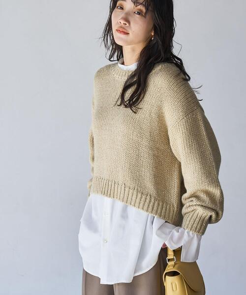 coen（コーエン）の「スパンコールクルーネックニット（ニット/セーター・レディース・ベージュ/ライトグレー/ネイビー・L/M）」の18枚目の写真