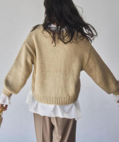 coen（コーエン）の「スパンコールクルーネックニット（ニット/セーター・レディース・ベージュ/ライトグレー/ネイビー・L/M）」の19枚目の写真