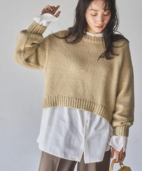 coen（コーエン）の「スパンコールクルーネックニット（ニット/セーター・レディース・ベージュ/ライトグレー/ネイビー・L/M）」の20枚目の写真