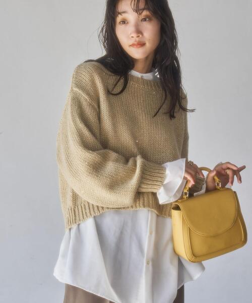 coen（コーエン）の「スパンコールクルーネックニット（ニット/セーター・レディース・ベージュ/ライトグレー/ネイビー・L/M）」の22枚目の写真