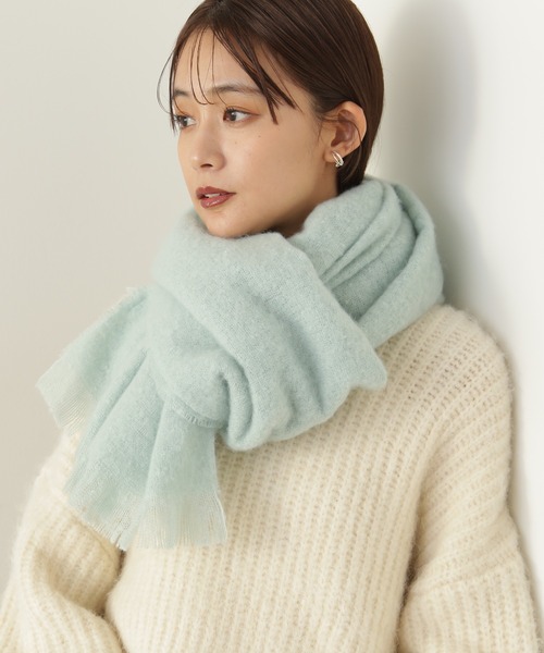 N.（N. Natural Beauty Basic）（エヌエヌナチュラルビューティーベーシック）の「◆ブークレーシャギー無地ストール（ストール/ショール・レディース・ライトグリーン/オフホワイト/サーモンピンク・ﾌﾘ-）」の6枚目の写真