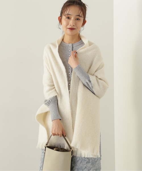 N.（N. Natural Beauty Basic）（エヌエヌナチュラルビューティーベーシック）の「◆ブークレーシャギー無地ストール（ストール/ショール・レディース・ライトグリーン/オフホワイト/サーモンピンク・ﾌﾘ-）」の9枚目の写真