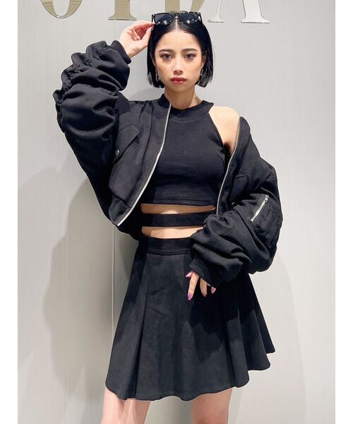 GYDA（ジェイダ）の「Fine コーデュロイ フレアスカートライク ショートパンツ（スカート・レディース・ブラック/ベージュ・FREE）」の14枚目の写真