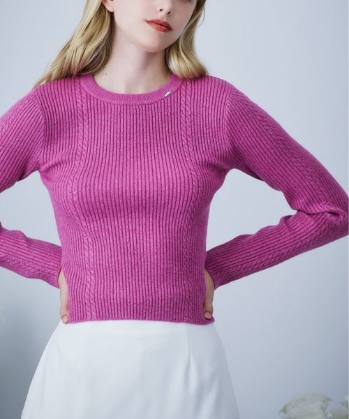 Riu Half sleeve shaggy knit ピンク Riu（リウ）の「Half sleeve shaggy knit（ニット/セーター）」 - WEAR