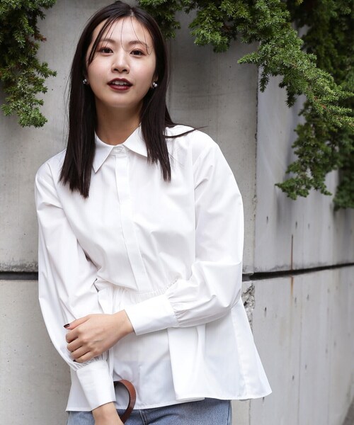 N.(N. Natural Beauty Basic)(エヌエヌナチュラルビューティーベーシック)の「◆テールカットペプラムブラウス(シャツ/ブラウス・レディース・ストライプ/ブルー/オフホワイト・MEDIUM)」の4枚目の写真