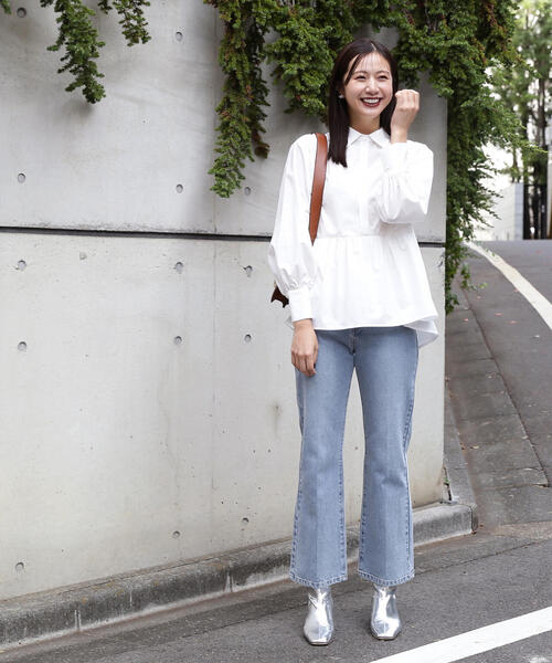 N.(N. Natural Beauty Basic)(エヌエヌナチュラルビューティーベーシック)の「◆テールカットペプラムブラウス(シャツ/ブラウス・レディース・ストライプ/ブルー/オフホワイト・MEDIUM)」の6枚目の写真