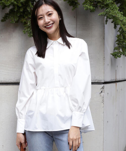 N.(N. Natural Beauty Basic)(エヌエヌナチュラルビューティーベーシック)の「◆テールカットペプラムブラウス(シャツ/ブラウス・レディース・ストライプ/ブルー/オフホワイト・MEDIUM)」の10枚目の写真