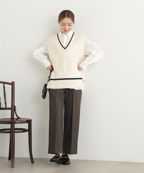 N.(N. Natural Beauty Basic)(エヌエヌナチュラルビューティーベーシック)の「◆テールカットペプラムブラウス(シャツ/ブラウス・レディース・ストライプ/ブルー/オフホワイト・MEDIUM)」の12枚目の写真