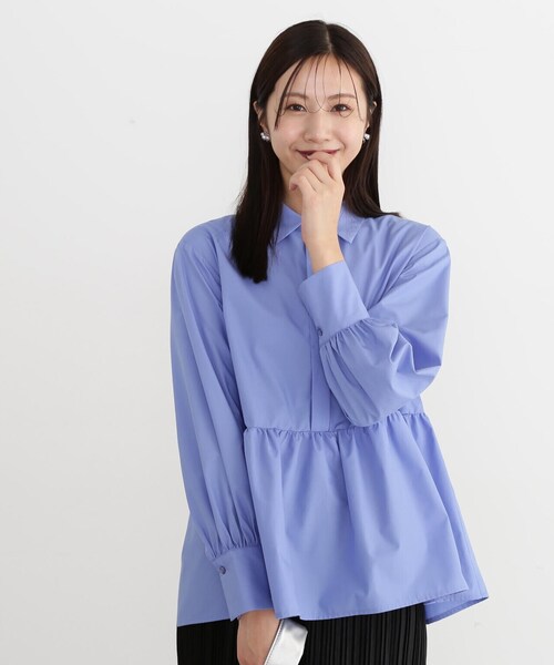 N.(N. Natural Beauty Basic)(エヌエヌナチュラルビューティーベーシック)の「◆テールカットペプラムブラウス(シャツ/ブラウス・レディース・ストライプ/ブルー/オフホワイト・MEDIUM)」の13枚目の写真