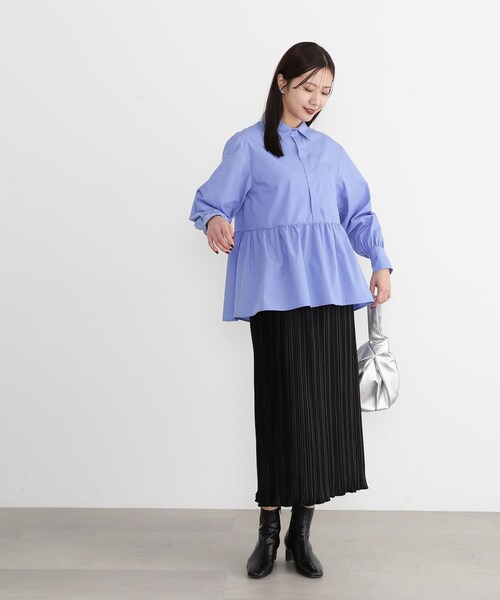 N.(N. Natural Beauty Basic)(エヌエヌナチュラルビューティーベーシック)の「◆テールカットペプラムブラウス(シャツ/ブラウス・レディース・ストライプ/ブルー/オフホワイト・MEDIUM)」の15枚目の写真