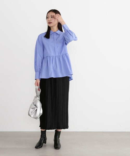 N.(N. Natural Beauty Basic)(エヌエヌナチュラルビューティーベーシック)の「◆テールカットペプラムブラウス(シャツ/ブラウス・レディース・ストライプ/ブルー/オフホワイト・MEDIUM)」の16枚目の写真