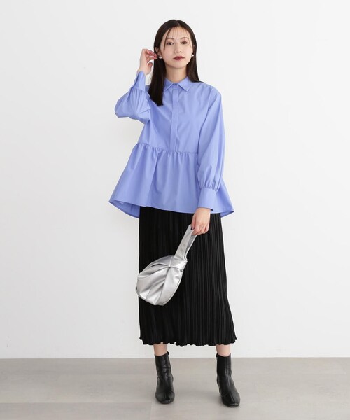 N.(N. Natural Beauty Basic)(エヌエヌナチュラルビューティーベーシック)の「◆テールカットペプラムブラウス(シャツ/ブラウス・レディース・ストライプ/ブルー/オフホワイト・MEDIUM)」の18枚目の写真