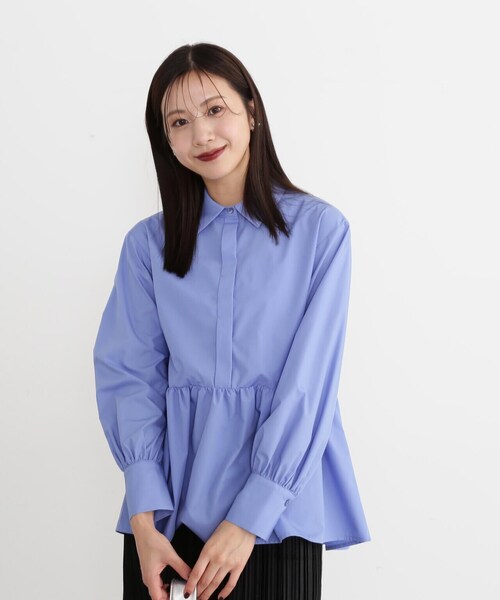 N.(N. Natural Beauty Basic)(エヌエヌナチュラルビューティーベーシック)の「◆テールカットペプラムブラウス(シャツ/ブラウス・レディース・ストライプ/ブルー/オフホワイト・MEDIUM)」の19枚目の写真