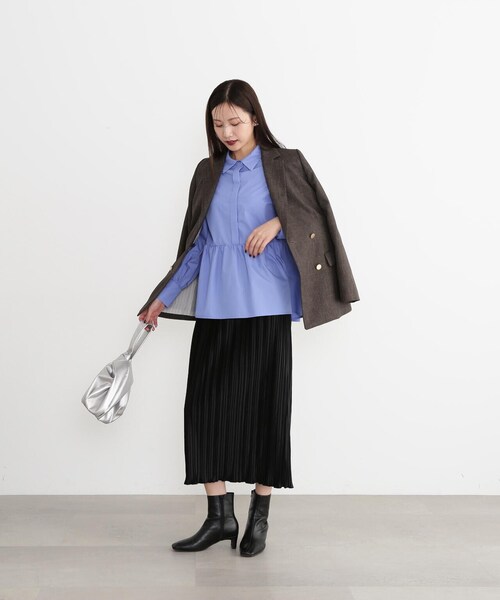 N.(N. Natural Beauty Basic)(エヌエヌナチュラルビューティーベーシック)の「◆テールカットペプラムブラウス(シャツ/ブラウス・レディース・ストライプ/ブルー/オフホワイト・MEDIUM)」の22枚目の写真