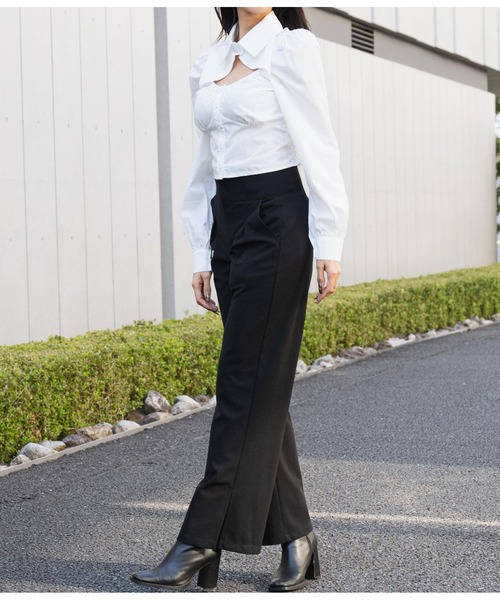 LATINA（ラティーナ）の「胸開き ギャザー ブラウス シャツ 襟付き 長袖（シャツ/ブラウス・レディース・ブラック/ホワイト・FREE）」の17枚目の写真