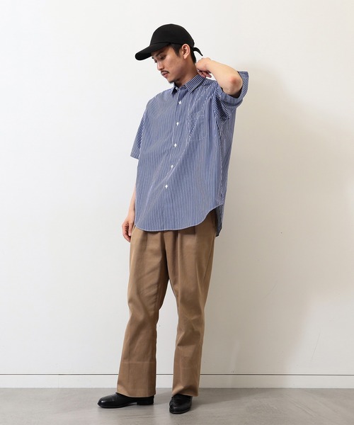 【BROWN】ストライプ イージー ミニレギュラーカラー シャツ BEAMS（ビームス）の「BEAMS / ストライプ ミニレギュラーカラー