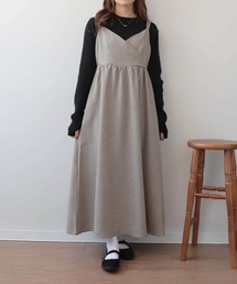 【150㎝前後の小柄さんサイズ】チェックカシュクールキャミワンピース【きれいめワンピース・洗える】