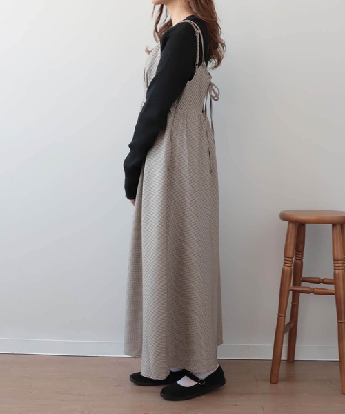 mil(ミル)の「【150㎝前後の小柄さんサイズ】チェックカシュクールキャミワンピース【きれいめワンピース・洗える】(ワンピース・レディース・ハウンドトゥース/チェック・S/XS)」の4枚目の写真