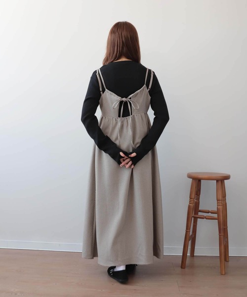 mil(ミル)の「【150㎝前後の小柄さんサイズ】チェックカシュクールキャミワンピース【きれいめワンピース・洗える】(ワンピース・レディース・ハウンドトゥース/チェック・S/XS)」の5枚目の写真
