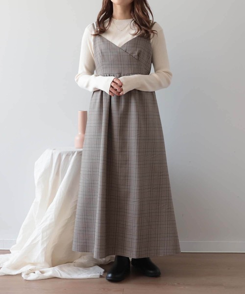 mil(ミル)の「【150㎝前後の小柄さんサイズ】チェックカシュクールキャミワンピース【きれいめワンピース・洗える】(ワンピース・レディース・ハウンドトゥース/チェック・S/XS)」の7枚目の写真