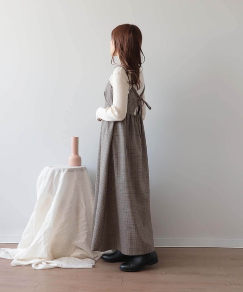 mil(ミル)の「【150㎝前後の小柄さんサイズ】チェックカシュクールキャミワンピース【きれいめワンピース・洗える】(ワンピース・レディース・ハウンドトゥース/チェック・S/XS)」の8枚目の写真