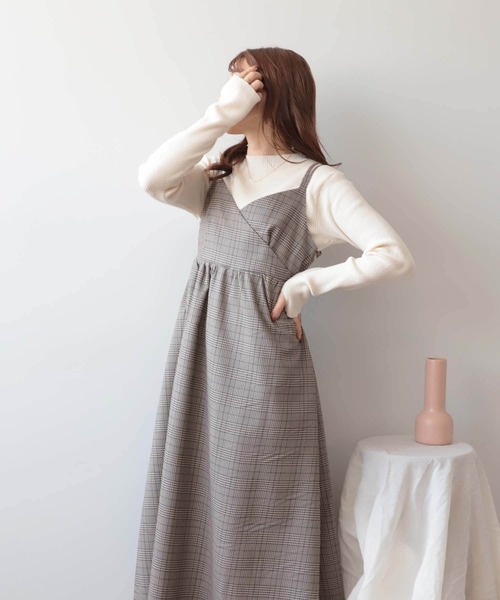 mil(ミル)の「【150㎝前後の小柄さんサイズ】チェックカシュクールキャミワンピース【きれいめワンピース・洗える】(ワンピース・レディース・ハウンドトゥース/チェック・S/XS)」の10枚目の写真