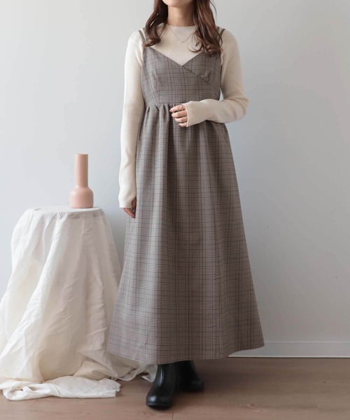 mil(ミル)の「【150㎝前後の小柄さんサイズ】チェックカシュクールキャミワンピース【きれいめワンピース・洗える】(ワンピース・レディース・ハウンドトゥース/チェック・S/XS)」の6枚目の写真