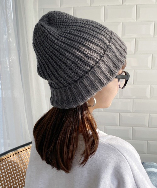 MYMOOD.（マイムード）の「シンプルニットキャップ ニット帽 ビーニー（ニットキャップ/ビーニー・レディース・ブラック/アイボリー/グレー・FREE）」の3枚目の写真