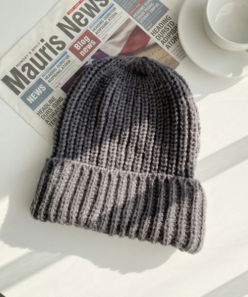MYMOOD.（マイムード）の「シンプルニットキャップ ニット帽 ビーニー（ニットキャップ/ビーニー・レディース・ブラック/アイボリー/グレー・FREE）」の15枚目の写真